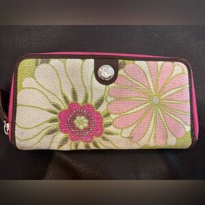 Spartina 449 Floral Canvas Zip Wallet in Pink, Green, Cream